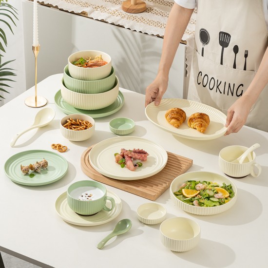 Vaisselle en céramique ensemble de vaisselle maison 2023 nouveau cream wind simple bol plat vaisselle haute apparence plat horizontal vaisselle combinaison