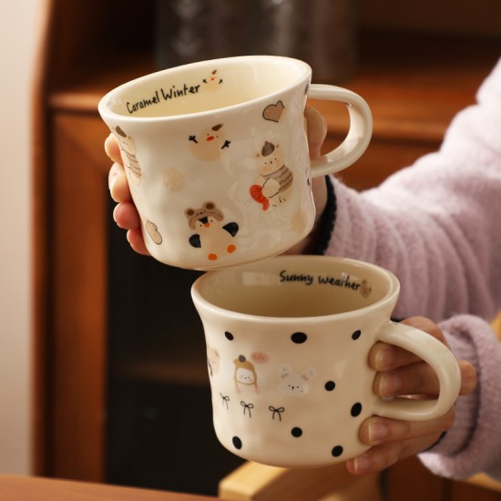 Creative cartoon tasse en céramique de lait coréen tasse fufu maison mignon boire tasse de lait petit déjeuner tasse de café