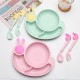 Paille de blé enfants ensembles de vaisselle dessins animés escargots splitter plateau cuillère fourche bébé accessoires plats cadeaux repas repas