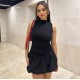 2025 Cross-border Foreign Spring/Summer New Solid Color Sleeveless Over-the-Shoulder Sexy Dress with Fashion Fit for Wholesale