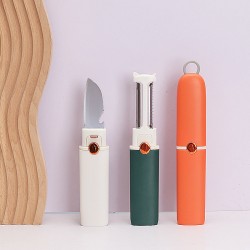 Couteau à fruits multifonctionnel portable en acier inoxydable éplucheur de fruits et légumes double tête râpe à fruits décapsuleur de cuisine gadget