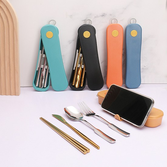 Creative spinner box set de vaisselle en acier inoxydable étudiant portable couteau cuillère fourchette baguettes ensemble outdoor travel cutter