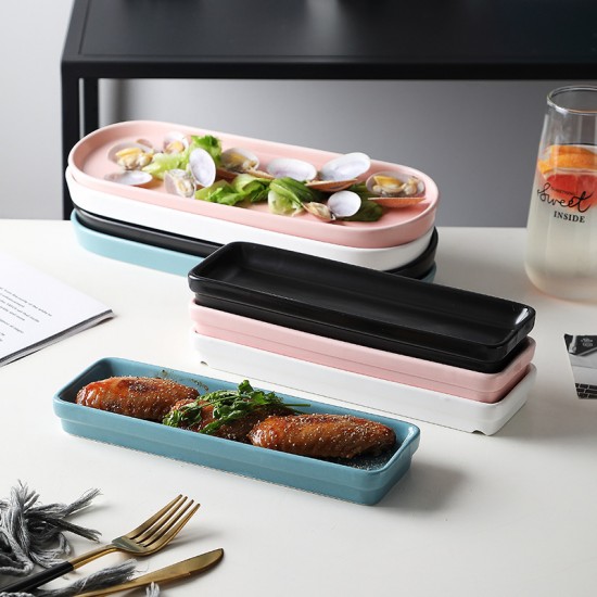 Ya kaoru plat en céramique plat de sushi rectangulaire plat de strip plat de cuisine occidentale spike corps japonais créatif dim sum plat plat vaisselle