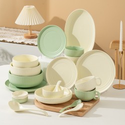 Vaisselle en céramique ensemble de vaisselle maison 2023 nouveau cream wind simple bol plat vaisselle haute apparence plat horizontal vaisselle combinaison
