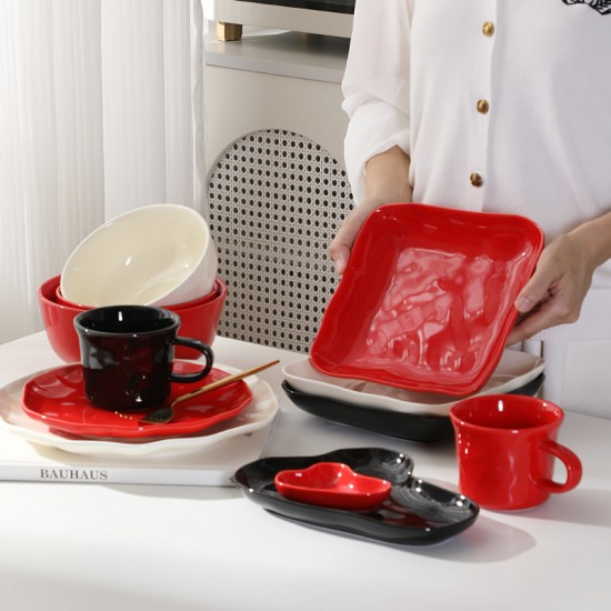 Amazon cross-border céramique vaisselle plat plat plat en gros plat plat maison bol de riz vaisselle plat plat ensemble combiné plat plat plat poisson