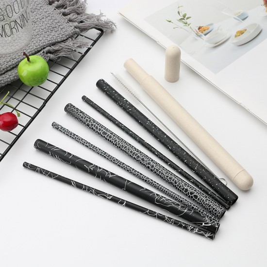 Amazon stainless stainless paille set creative paille motif portable paille de blé tube café et thé paille