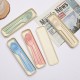 Paille de blé cuillère fourchette baguettes ensemble de trois pièces étudiant extérieur voyage pique-nique portable ensemble de vaisselle cadeau