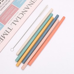 Paille de blé paille ensemble de paille de thé de lait paille de café tube de stockage de blé paille portable et amovible pipette droite