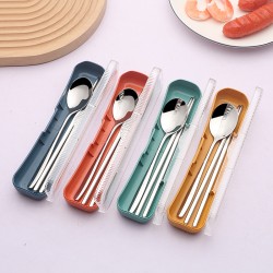 304 ensemble de couverts en acier inoxydable student outdoor camping couverts portable salade cuillère baguettes ensemble cadeau