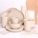 Cross-border set de couverts paille de blé maison bols tasses plats vaisselle portable plateau cadeau tasses couteaux portatifs fourchette cuillère