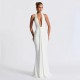 European and American 2025 Summer New Style Cross-border Fashion Dress Sexy Solid Deep V Neck Backless Dress for Women Wholesale