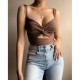 Wholesale cross-border European 2025 spring-summer new style women's pure color, elegant collar, backless, sexy, slit, one-piece dress for women.