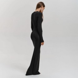 Spot-on wholesale of European and American style cross-border women's summer night club dress, satin single-shoulder elegant figure-hugging backless transparent baggy dress