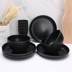 Amazone bol de paille de blé tasse-assiette noir à la maison coupe verticale salade bol de céréales plat de pâtes tasse de café tasse d’eau
