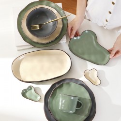 Advanced sens vaisselle set maison 2025 nouveau simple bol assiette pendaison de crémaillère paupiers en céramique sous glacier couleur vaisselle vaisselle