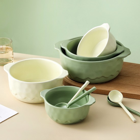 Bol en céramique binaural bol à soupe bol à salade pot à soupe domestique bol ramen bol aux nouilles bol créatif nordique ins haut niveau d’apparence