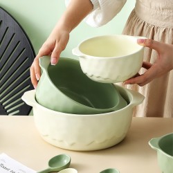 Bol en céramique binaural bol à soupe bol à salade pot à soupe domestique bol ramen bol aux nouilles bol créatif nordique ins haut niveau d’apparence