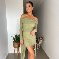 Cross-border Women's Clothing Fashion 2025 New Women's Clothing Stylish Silk Street Backless Pure Color Backless Long Dress for Wholesale