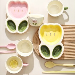 2023 nouveau créatif ins vent tulipe maison céramique cartable carte carte générale bol tasses set combiné plateau