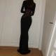 European and American Cross-border 2025 Autumn New Style Fashion Long-Sleeved Patched Tight-Esthetic Sexy Dress for Women Wholesale