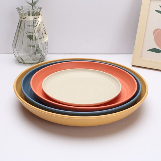 Cross-border wheat paille assiette combo set creative spit bone assiette assiette carrée disque plat à la maison ensemble de vaisselle