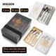 Amazone plaqué or Portugal vaisselle coffret cadeau 4/16/24 PCS set acier inoxydable maison occidental couteau fourche ensemble de cuillère