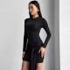 In-stock European and American autumn street fashionable sexy fitted full-buttock casual pure color short strap summer dress for women