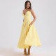 2025 European cross-border spring summer new style sexy wrapped chest elegant V-neck sleeveless evening solid color dress for wholesale