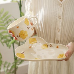 Spécial beau plat petit déjeuner sens cérémonial beau plat petit déjeuner haut niveau d’apparence pour la maison céramique dessert plat à gâteau