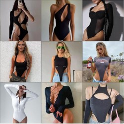 In Stock 2025 Cross-border Women's Clothing Fashion Spring-Autumn Stylish Sexy Chest-Neck Letter T-shirt as Base Layer for Wholesale