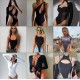 In Stock 2025 Cross-border Women's Clothing Fashion Spring-Autumn Stylish Sexy Chest-Neck Letter T-shirt as Base Layer for Wholesale