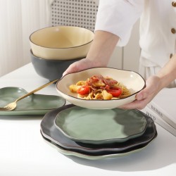 Advanced sens vaisselle set maison 2025 nouveau simple bol assiette pendaison de crémaillère paupiers en céramique sous glacier couleur vaisselle vaisselle