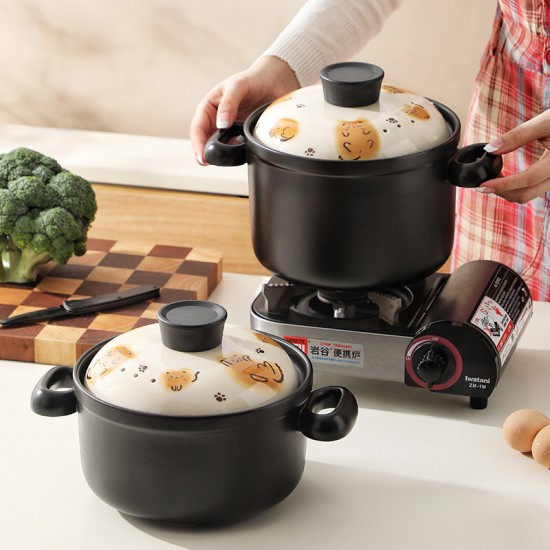 Casserole à chat orange poêle à gaz domestique résistant à la chaleur séchage au feu ne fissurant pas cuisinière à gaz marmite de concentra poêle en céramique
