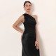 2025 new product European style spring-summer elegant fashionable net fabric solid patchwork pleated see-through dress for women wholesale