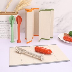 Paille de blé planche à découper pliable planche à découper couteau portatif fourchette cuillère planche à découper maison planche à découper de cuisine set de table