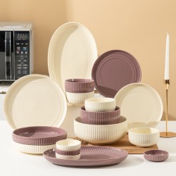 Ensemble de vaisselle nordique maison bol plat crème vent belle vaisselle en céramique simple lumière luxe bol de riz plat resto combo