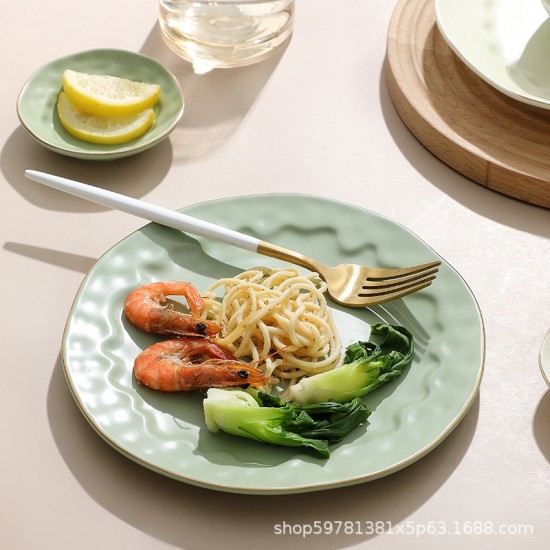Nordic light luxe crème vent vaisselle ensemble maison haut de gamme phnom penh neige céramique vaisselle bols plats vaisselle combinaisons