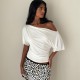 Ready-to-Sell Cross-border European and American 2024 Black and White Contrasting Butterfly Knot Embroidery Fashion Spliced Casual Short Sleeve T-shirt Women's Top for Wholesale