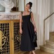 Fulfillment 2025 European cross-border French style loose collar waist cinched A-shaped casual fashionable strap-on long dress for women wholesale