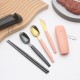 304 acier inoxydable portable ensemble de vaisselle étudiant haute apparence horizontale pliable cuillère fourche paupiers 3pcs pour pique-nique de bureau