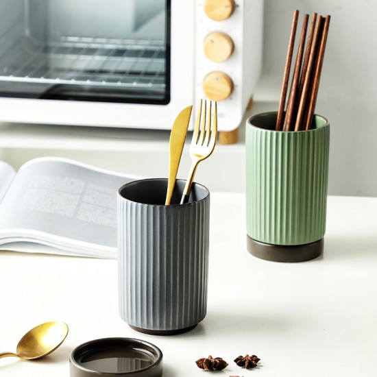 Oeillette asphalte baguettes cylindres cuisine en céramique rangement multifonctionnel pot chopes chopes cuillère à fruits couteau et fourchette rangement seau rangement de cuisine
