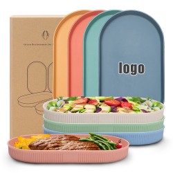 Amazon plaque de paille de blé simple grain vertical 30cm assiette longue maison assiette de poisson ovale assiette de boulettes assiette de repas