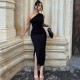 In Stock Cross-border Foreign Summer Best-Selling Sexy Open-Back Solid Color Tight Sleeve Shaping Dress for Amazon Women Wholesale
