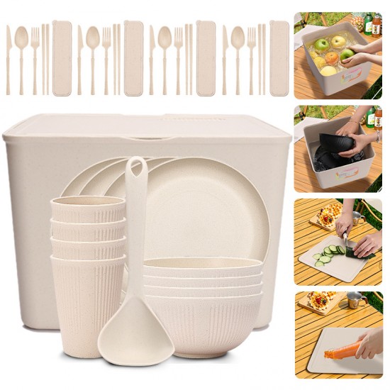 Crossover paille de blé bol assiette assiette assiette ensemble en plastique vaisselle bol de repas assiette de repas soucoupe coupe à eau ensemble cadeau