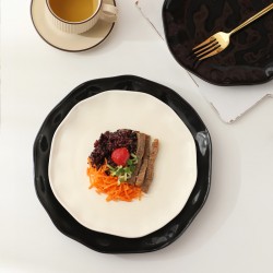Cross-border vaisselle maison modern wind assiette simple haut de gamme assiette occidentale salade assiette de fruits haut niveau d’apparence assiette noir et blanc