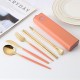 Acier inoxydable couteau fourche cuillère chopper chopper chopper student portable set de vaisselle wheat puller box outdoor travel cutter