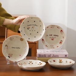 Créatif mignon spécial bon regard haut niveau d’apparence crème vent plat de cuisine maison plat de fille plat profond plat de soupe vaisselle en céramique