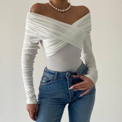 European and American style cross-border 2025 summer sexy and elegant single-shoulder backless pure color pleated long dress wholesale