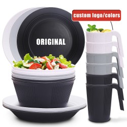 Cross-border grain vertical paille de blé bols tasses assiettes couverts maison salades bols de riz plats à pâtes tasses à boire ensemble cadeau