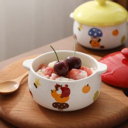 Famille céramique bol à œufs à la vapeur avec couvercle ragoûter coupe soupe coupe à la vapeur cuillère de poulet cuillère spéciale bol maison bébé accessoires vaisselle